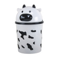 Cute Lessive Cow Design Plastic Flip-on Waste Bin